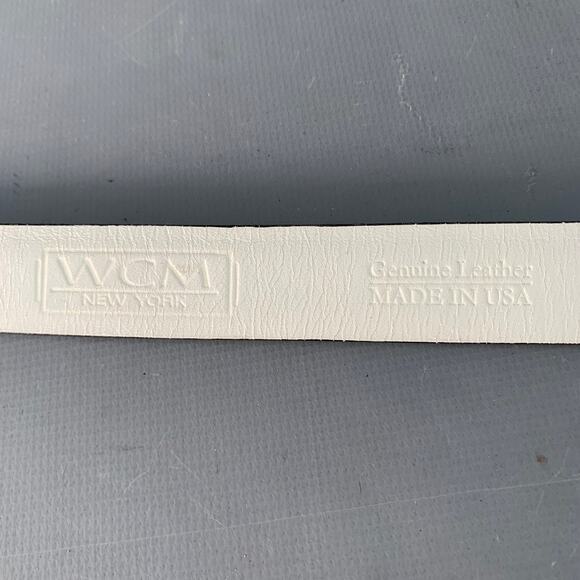 WCM NEW YORK Size M White Leather Belt - Picture 5 of 8